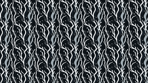 Abstract Botanical Wallpaper | White Plants on Black