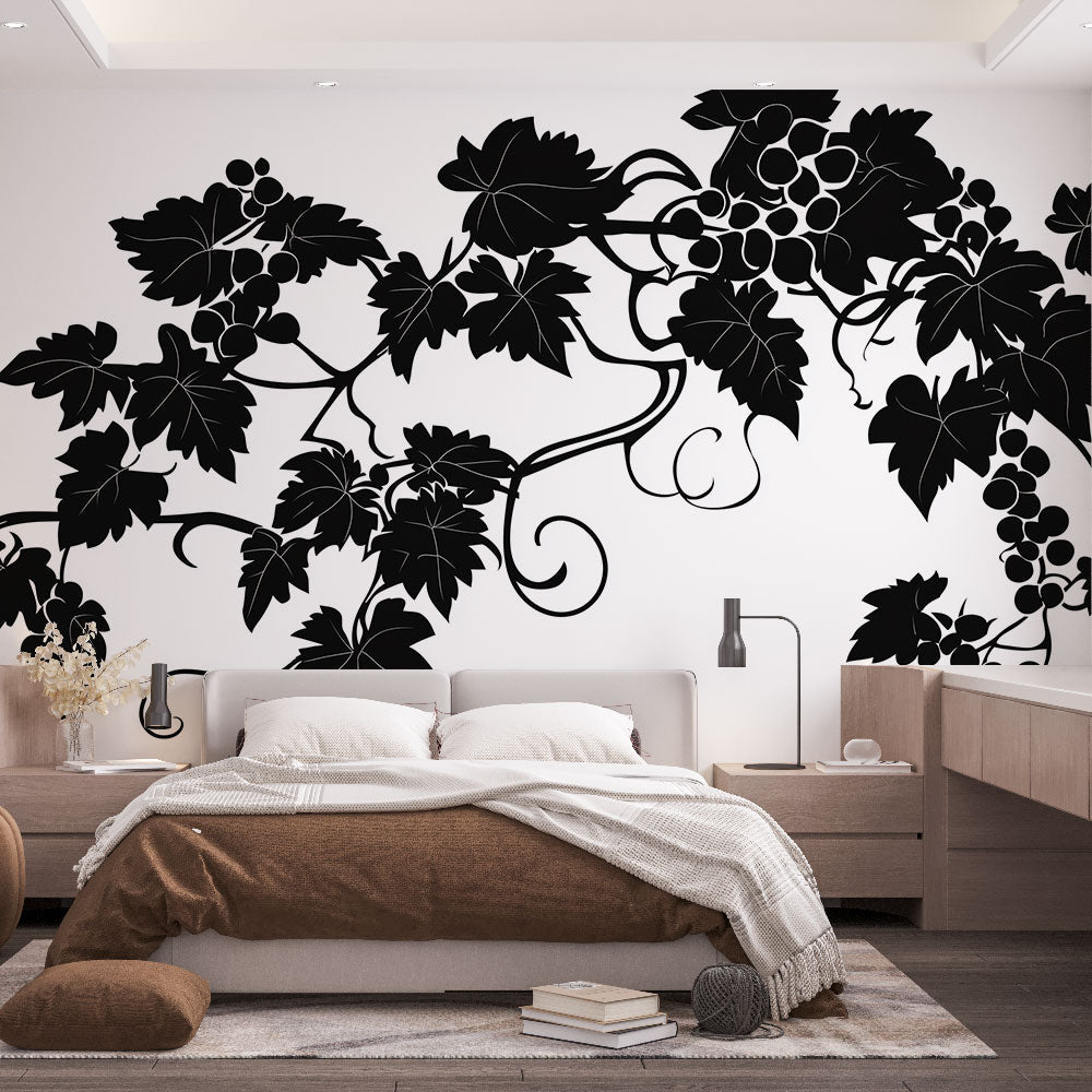 Black and White Vine Wallpaper | Elegant Wall Mural