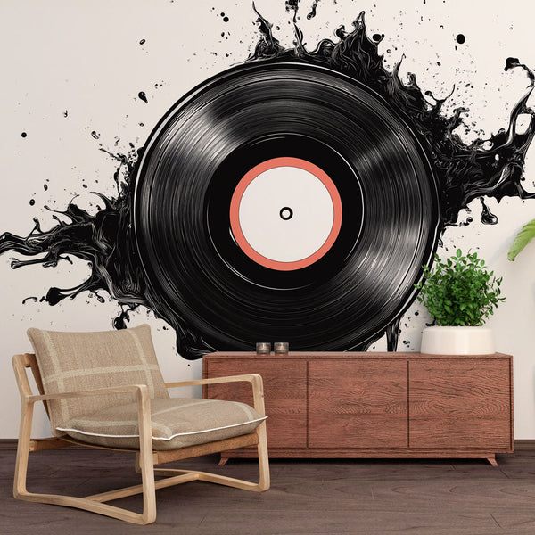 Vinyl Wallpaper | Black and White Splash Pattern Wall Mural
