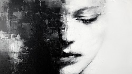Abstract Face Wallpaper | Artistic Black White Wall Mural