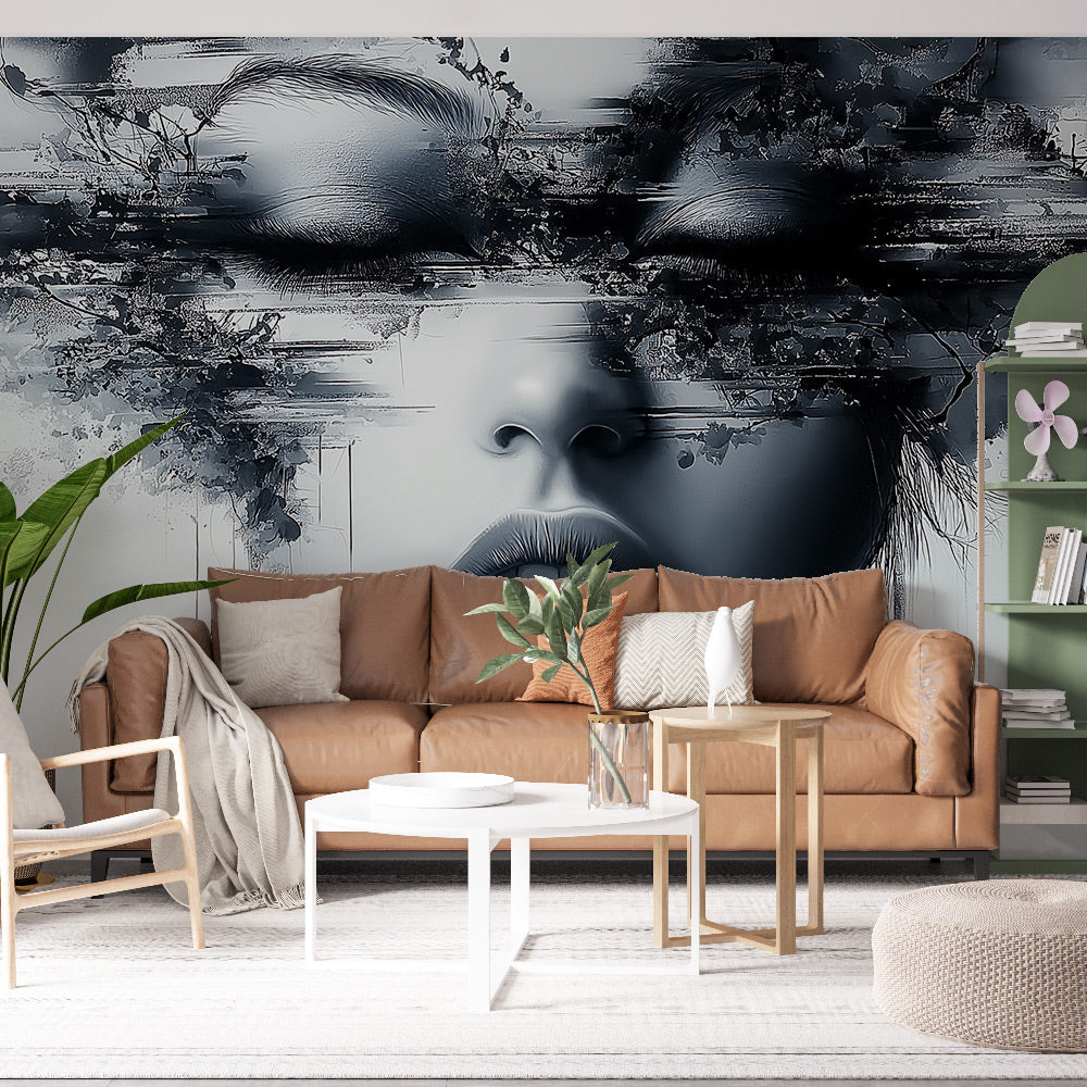 Abstract Face Wallpaper | Mysterious Black and White Fusion