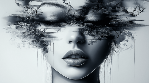 Abstract Face Wallpaper | Mysterious Black and White Fusion