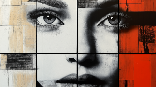 Artistic Face Wallpaper | Black White Red Mural