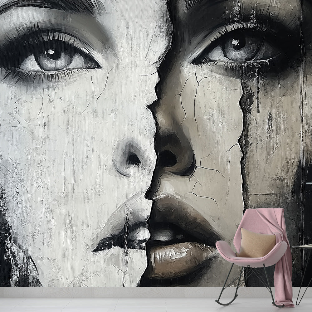 Artistic Face Wallpaper | Black White Contrasting Textures