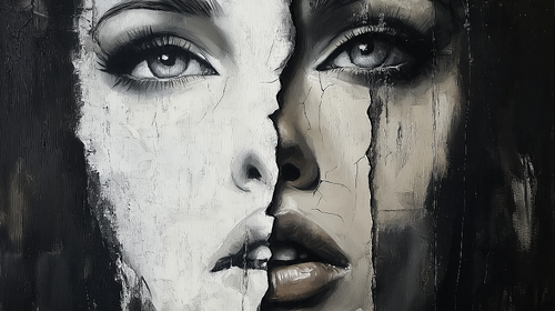 Artistic Face Wallpaper | Black White Contrasting Textures