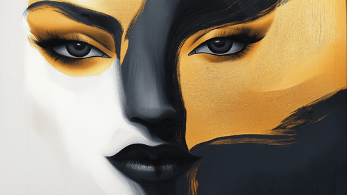 Artistic Face Wallpaper | Black White and Gold Portrait