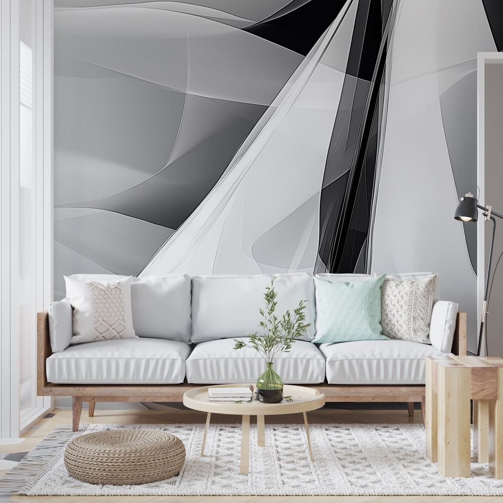 Sailboat Wallpaper | Abstract Black-and-White Sail Design