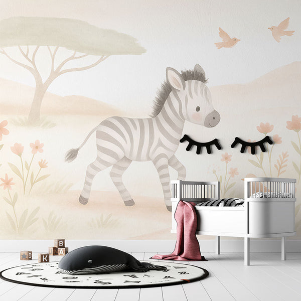 Zebra Wallpaper | Adorable Zebra in a Soft Natural Landscape