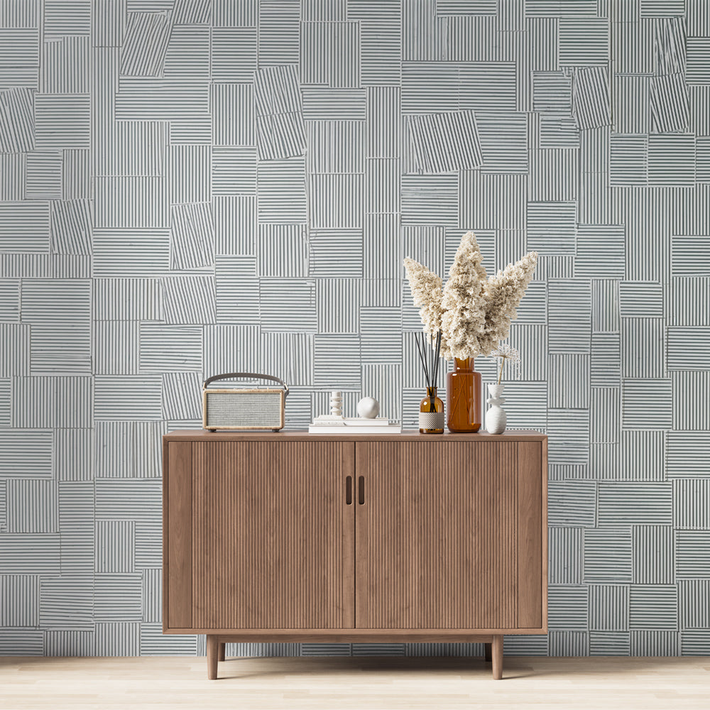 Striped Geometric Wallpaper | Black and White Mural