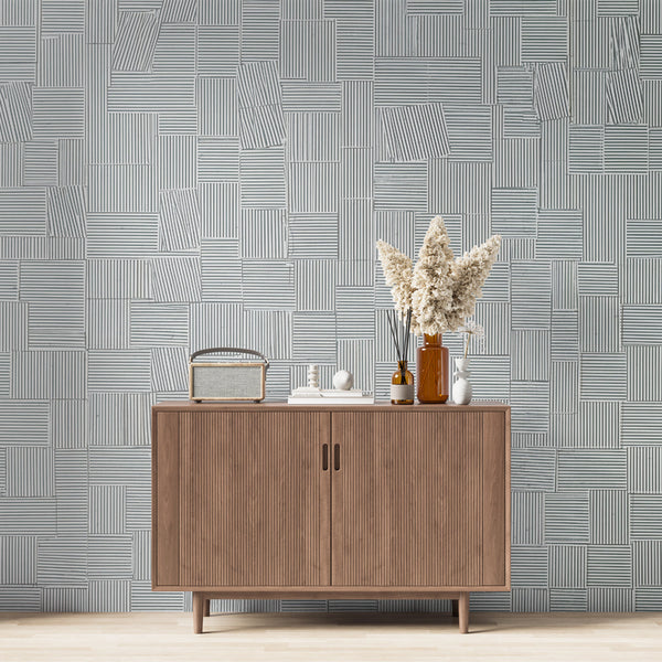 Striped Geometric Wallpaper | Black and White Mural