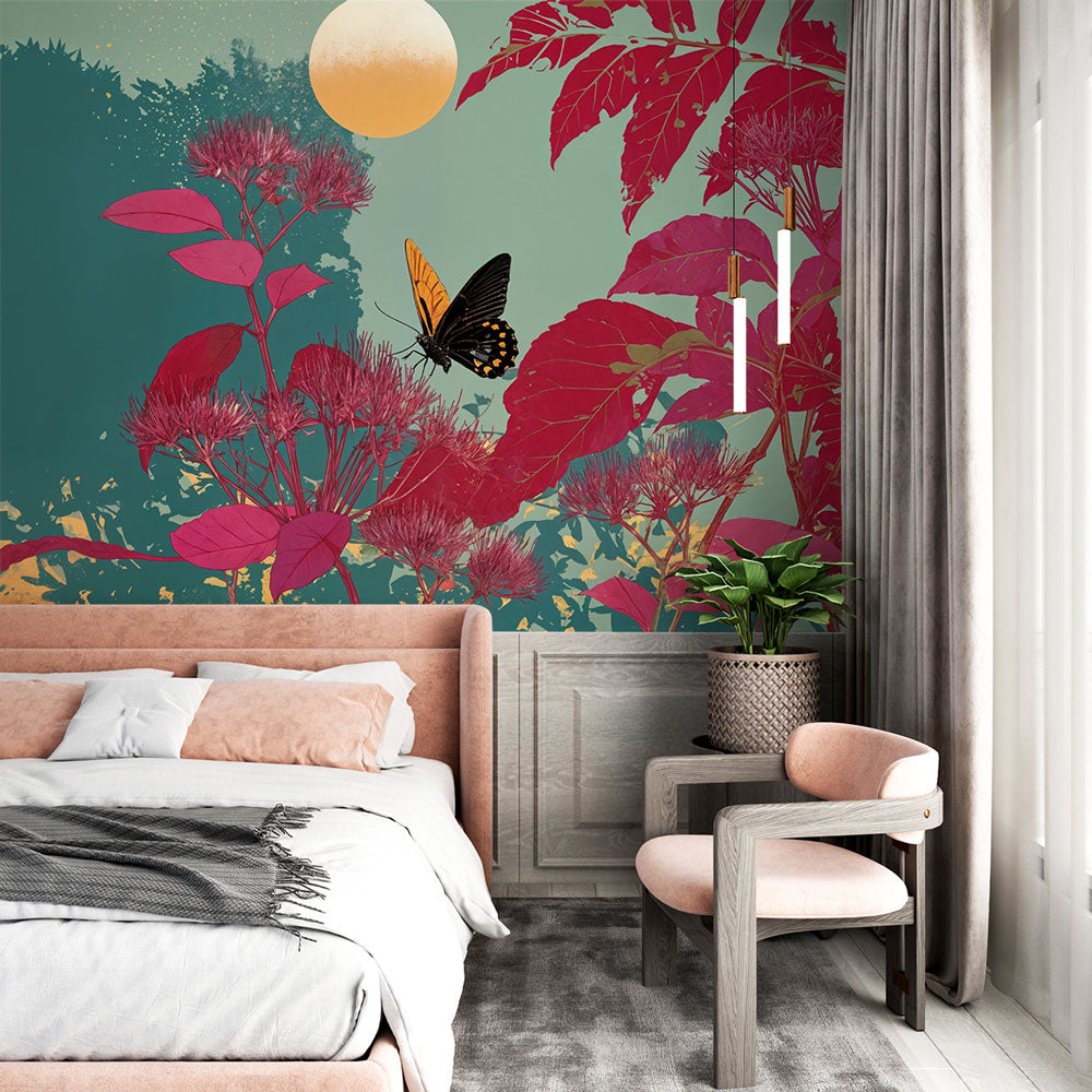 Nature & Butterfly Wallpaper | Poetic Colorful Wall Mural