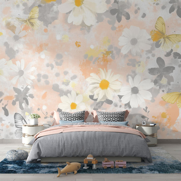 Floral Butterfly Wallpaper | Pastel Softness Wall Mural