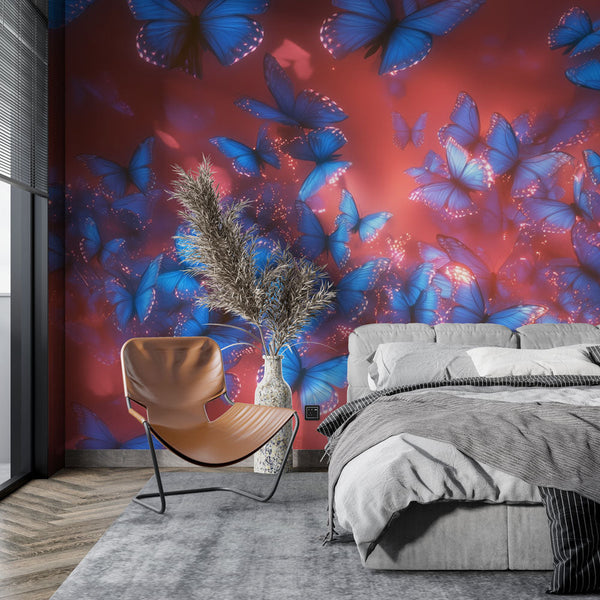 Butterfly Wallpaper | Blue and Pink Wall Mural