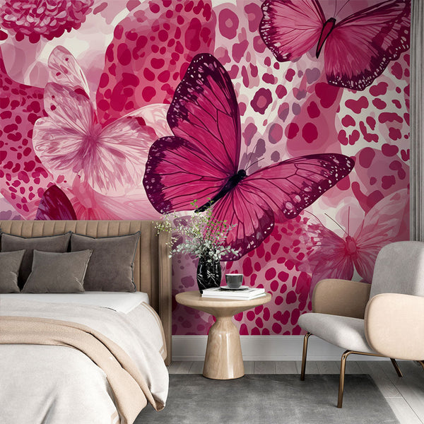 Butterflies Wallpaper | Pink Floral Radiance Wall Mural