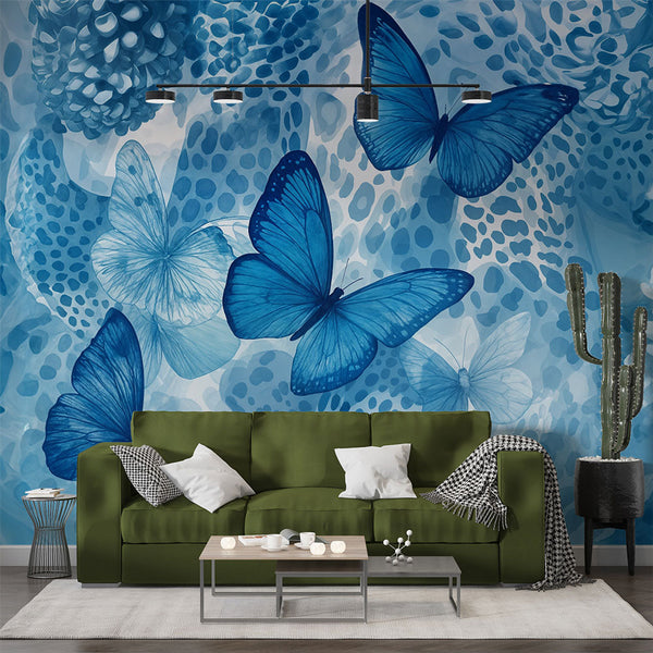 Blue Butterfly Wallpaper | Dreamy Elegant Wall Mural