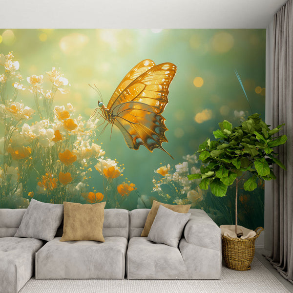 Butterfly Pastoral Wallpaper | Serene Wall Mural