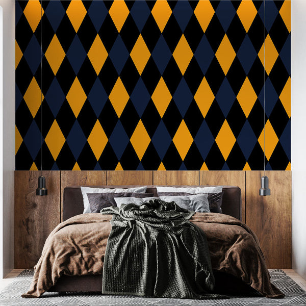 Diamond Wallpaper | Orange and Navy Blue
