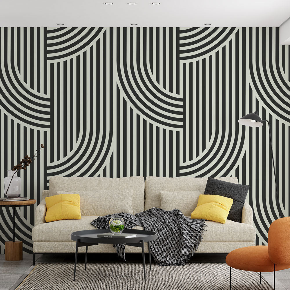 Geometric Wallpaper | Black and White Stripes