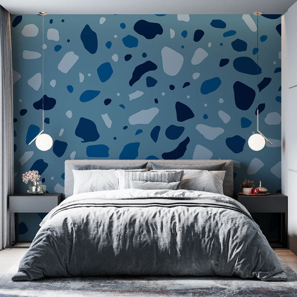 Terrazzo Wallpaper | Blue and Marine Wall Mural