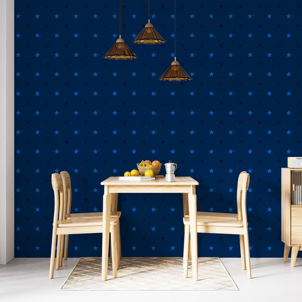 Stars Wallpaper | Navy and Light Blue Wall Mural
