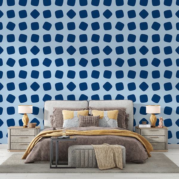 Modern blue geometric pattern wallpaper
