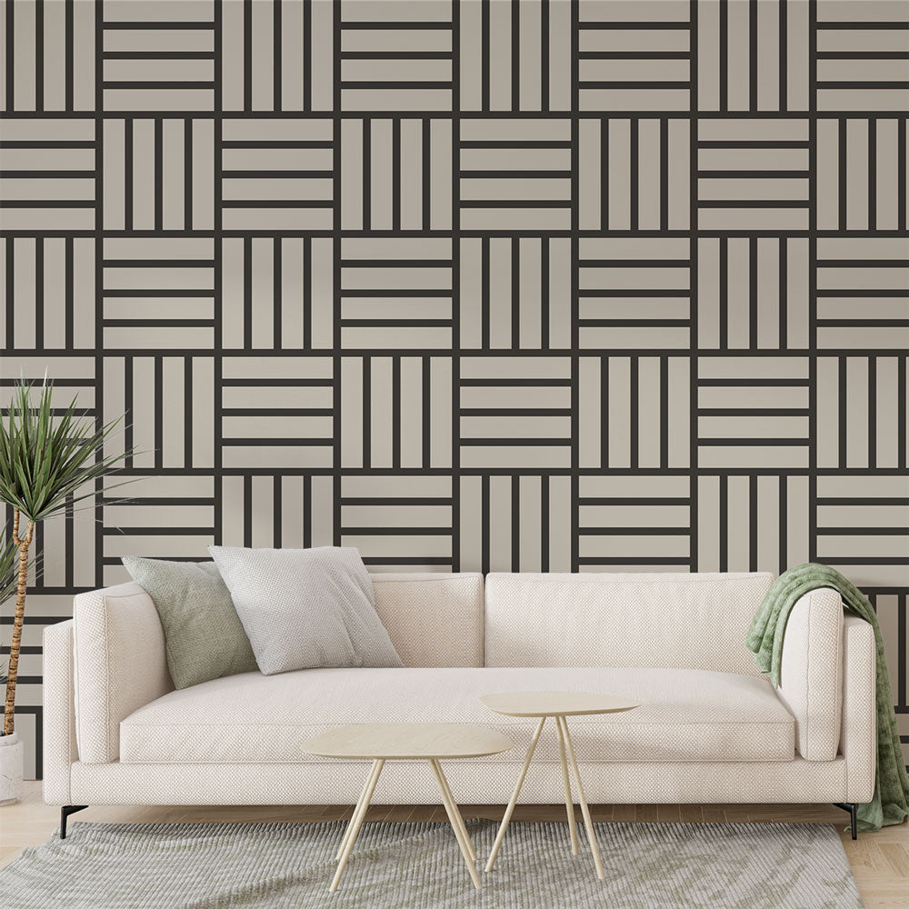 Geometric wallpaper | Black and white grid pattern