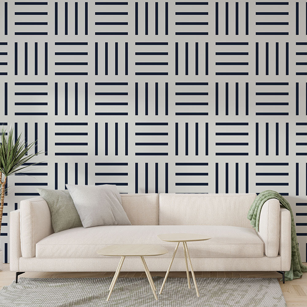 Geometric wallpaper | Black and white lines pattern
