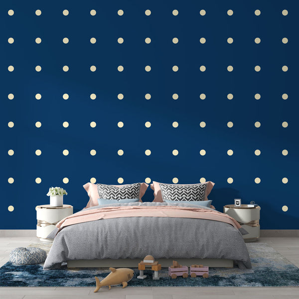 Polka Dot Wallpaper - Navy & Beige Pattern