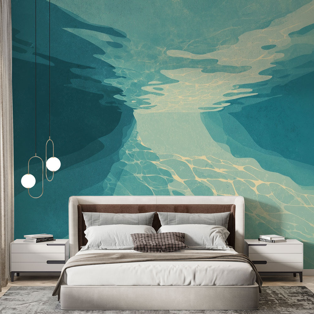 Aquatic Wallpaper | Underwater Design in Blue Shades