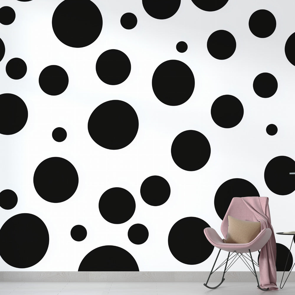 Polka dot wallpaper | Modern black and white wall mural