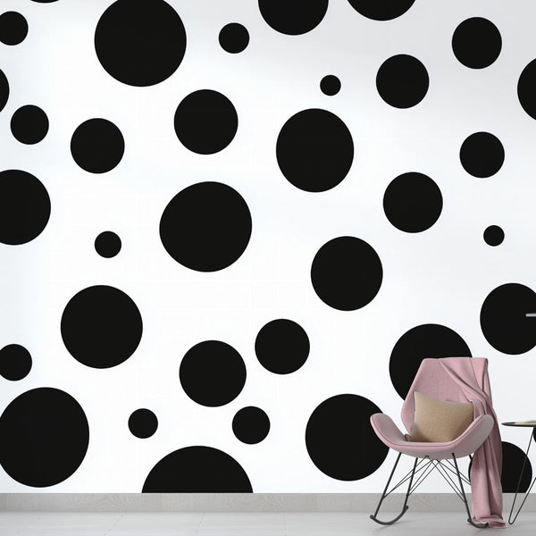 Polka dot wallpaper | Modern black and white wall mural