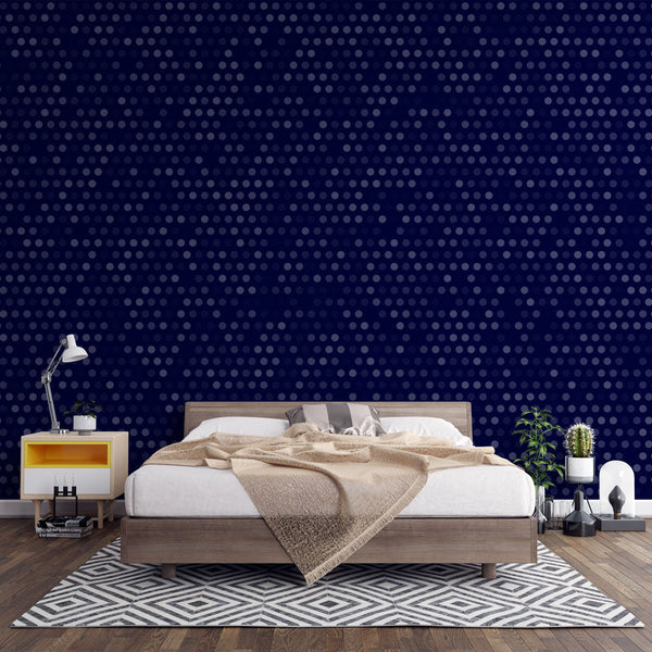 Polka Dot Wallpaper | Navy Blue Geometric Wall Mural