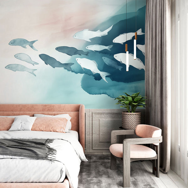 Fish Wallpaper | Soothing Watercolour Wall Mural