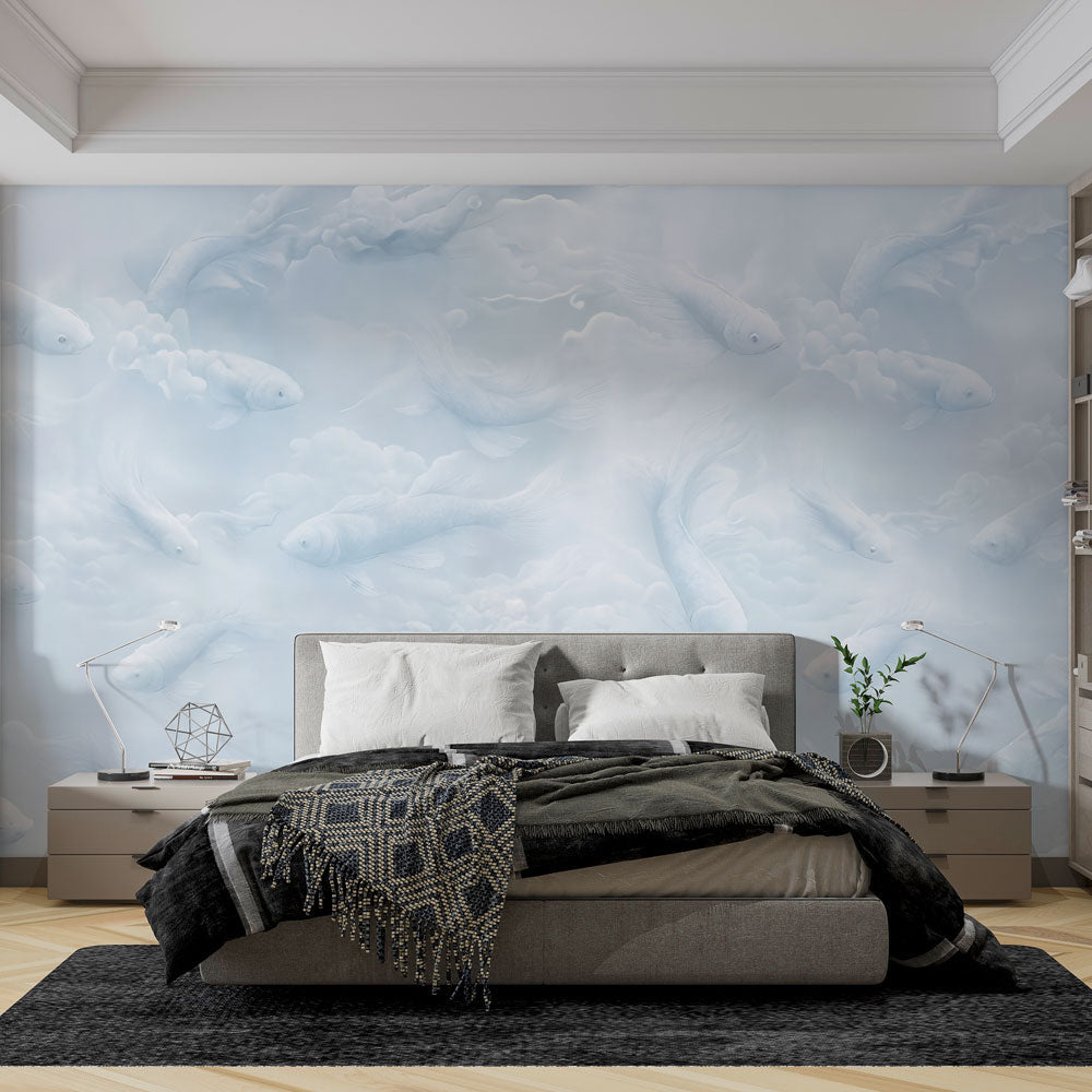 Flying Fish Wallpaper | Ethereal Sky Blue Wall Mural