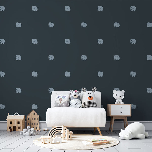 Elephant Wallpaper - Model Blue and Minimalist