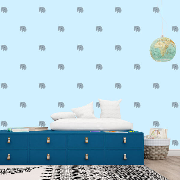 Designer Wallpaper - Pattern Grey on Blue