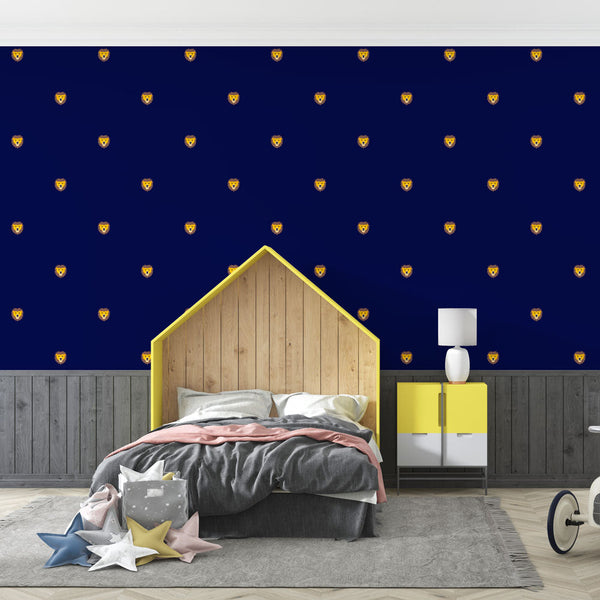 Lion Wallpaper - Style Elegant Blue and Gold