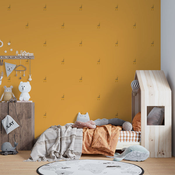 Giraffe Wallpaper - Pattern Whimsical on Orange
