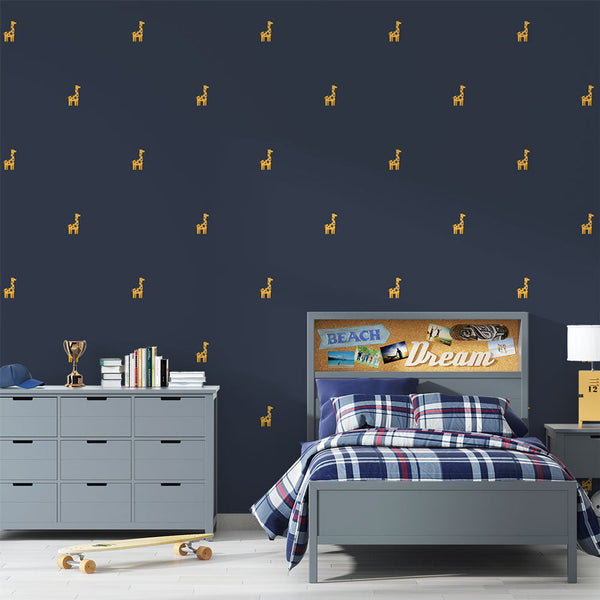 Giraffe Wallpaper - Design Minimalist on Blue Marine