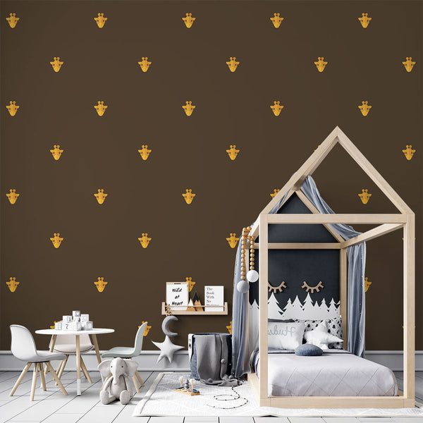 Giraffe Wallpaper - Pattern Playful on Brown