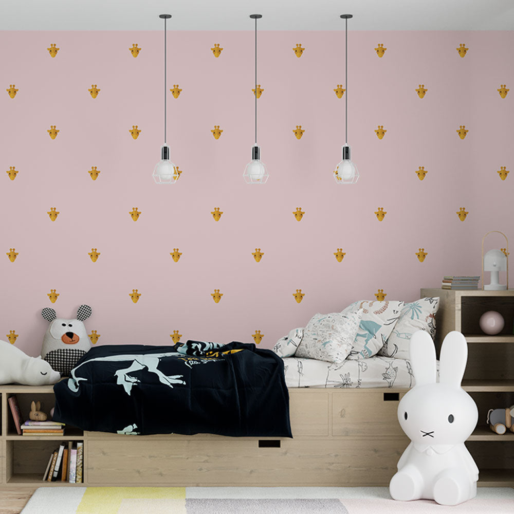 Giraffe Wallpaper - Pattern Playful on Pink