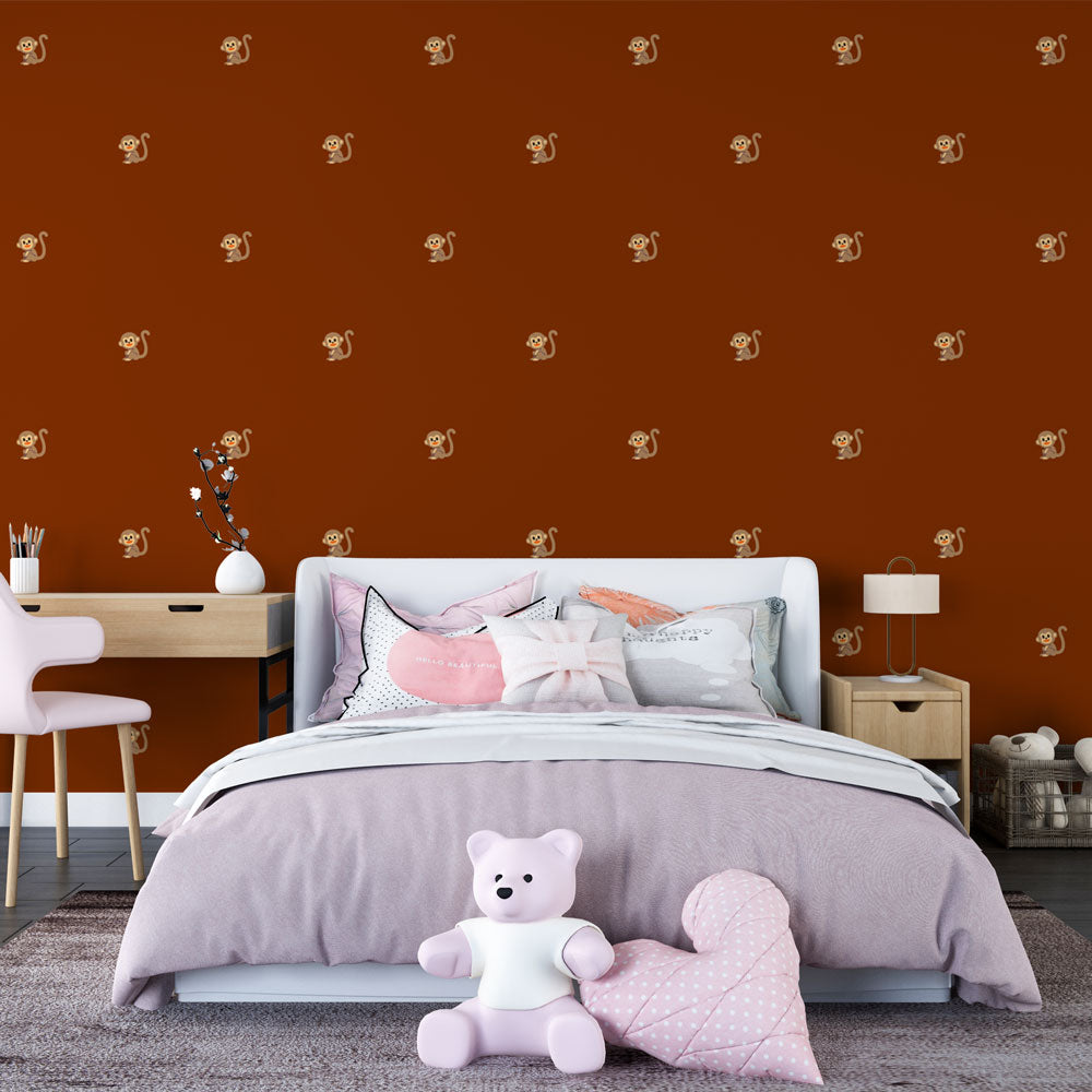Monkey Wallpaper - Pattern Playful and Brown Deep