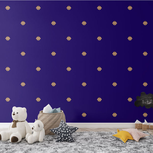 Monkey Wallpaper - Backdrop Blue with Motifs Joyful