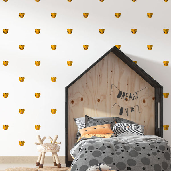 Tiger Wallpaper - Pattern Playful De Têtes De Tigre