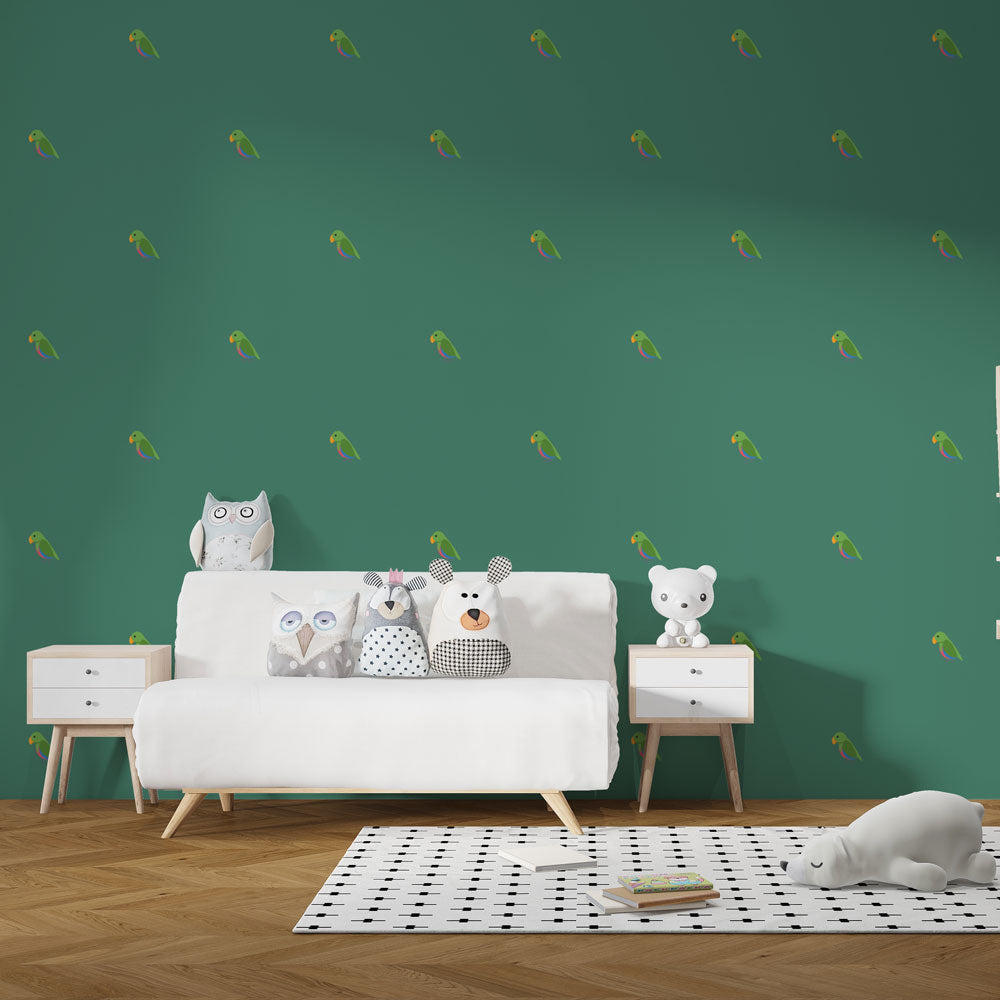 Parrot Wallpaper - Pattern Vibrant on Green