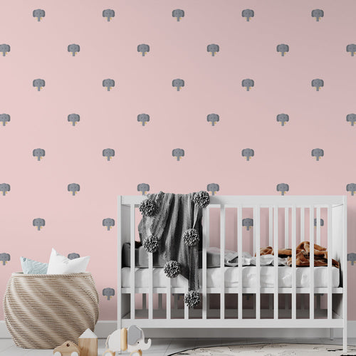 Designer wallpaper in pink and pastel