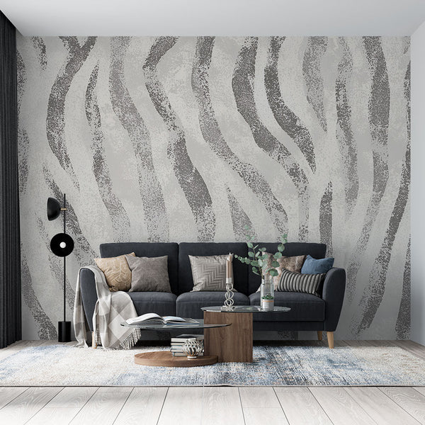 Zebra Wallpaper | Gray and White Wall Mural
