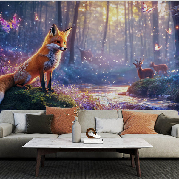 Fox and Butterflies Wallpaper | Fairy Nature Wall Mural