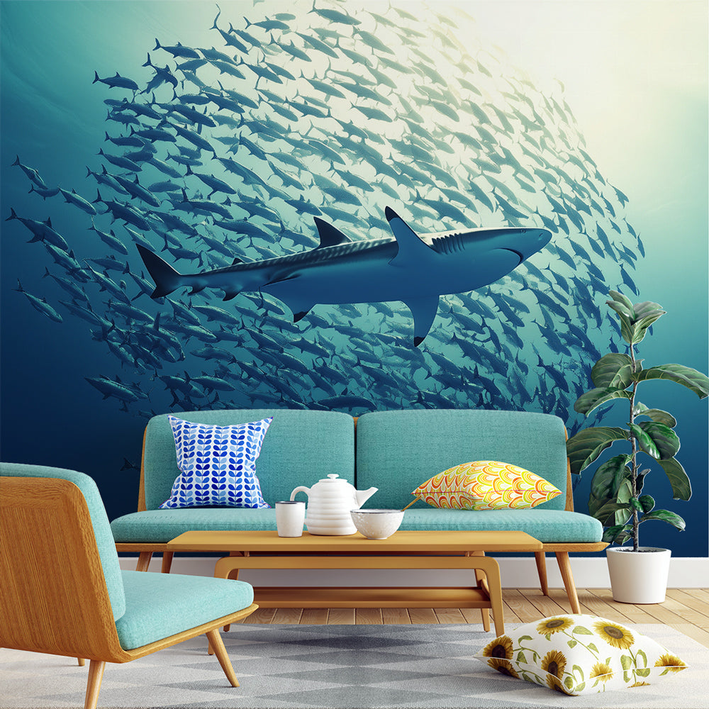Ocean Wallpaper | Shark & School of Fish Adventure