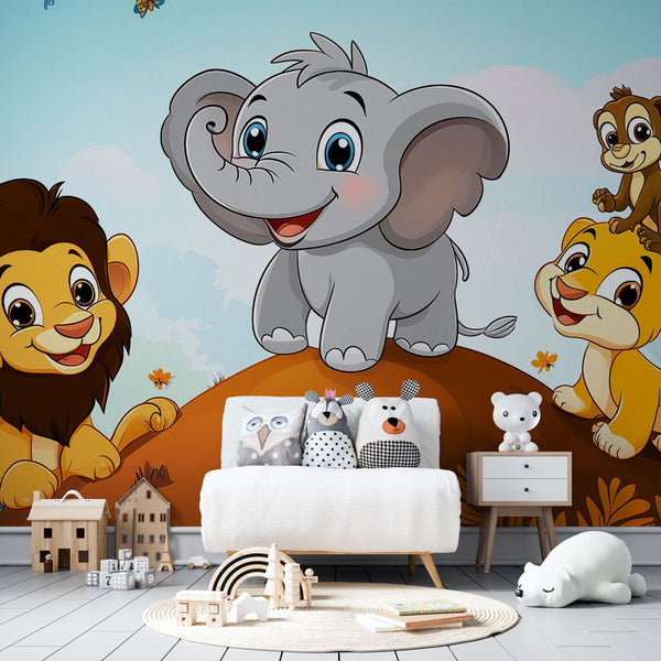Savanna Animals Wallpaper | Playful Kids' Wall Mural